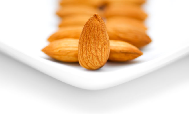 Almonds on white